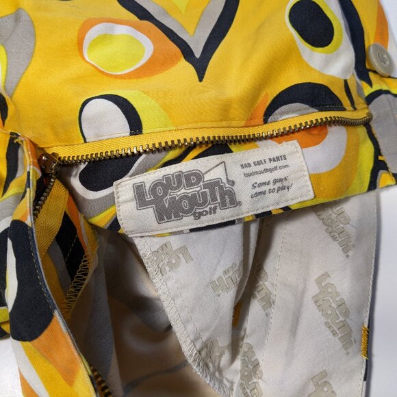Loudmouth Golf Pants Mens 36 X 30 Shagadelic Psychedelic Yellow Colorful Floral - Picture 3 of 14
